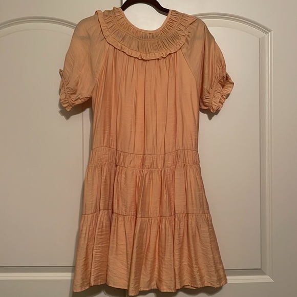 & Merci dress, size Large, cotton fully lined, yellow/orangey color, knee length - Picture 3 of 3